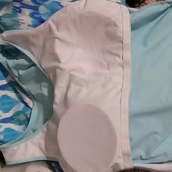 Women's Aqua and Blue Patterned Tankini Set - Picture 9 of 13